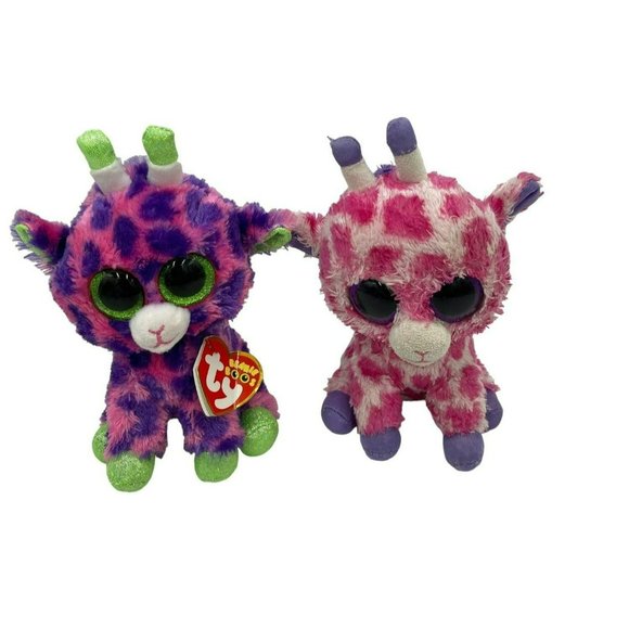 Beanie Boos TY Plush Pair of Giraffes Twigs + Gilbert Stuffed Animal 8" Big Eyes - Picture 1 of 5